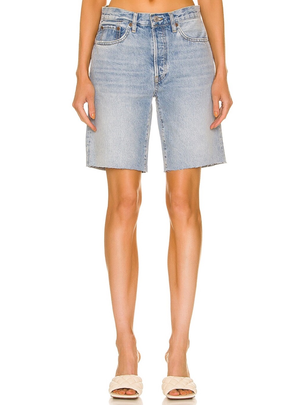 Re/Done || 90s‎ Comfy Short in Worn in Naf Wash Long Denim Cutoff 25